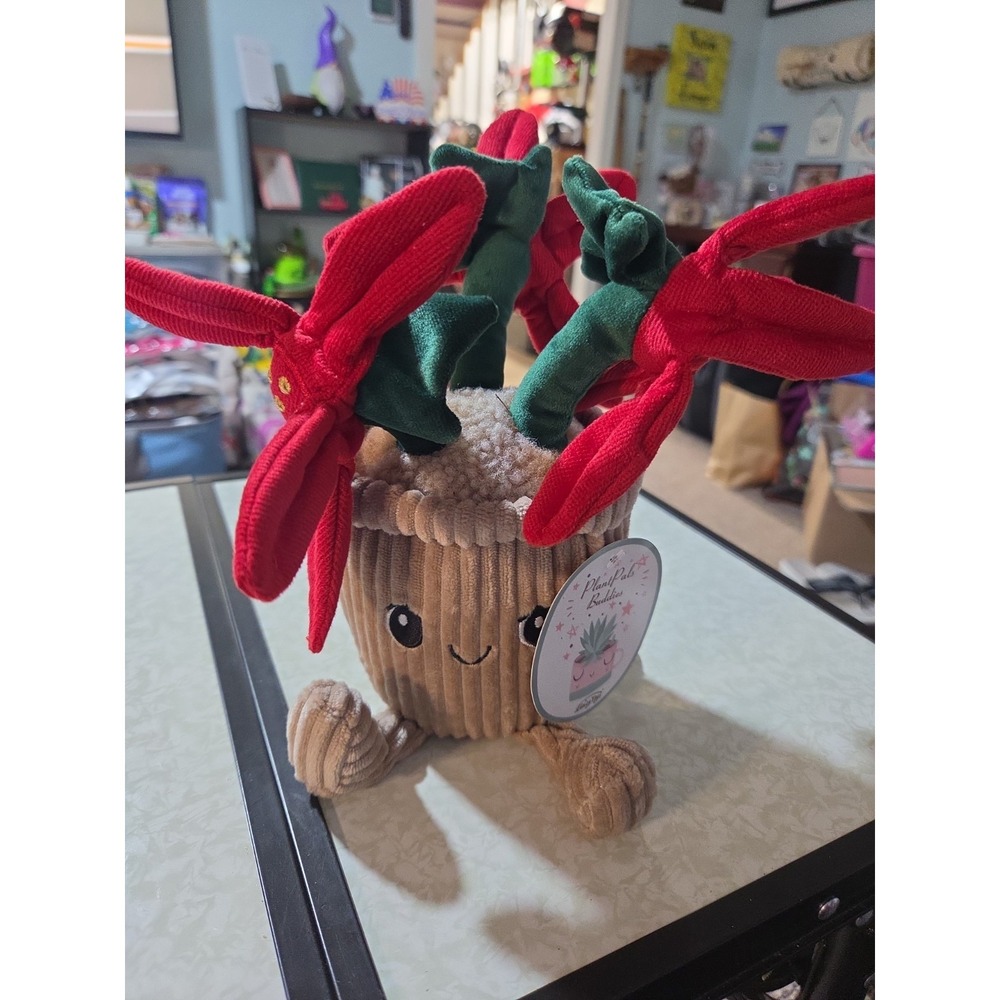 Linzy Plant Pals Buddies Plush Christmas Poinsettia Sitting Bean Bottom NEW 12"